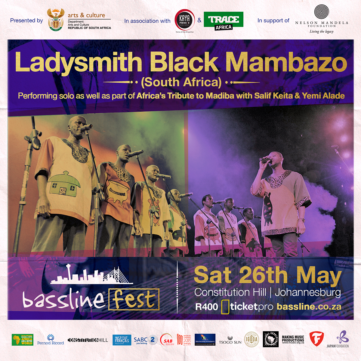 Bassline Fest Lady Smith Black Mambazo: New addition to stellar line up