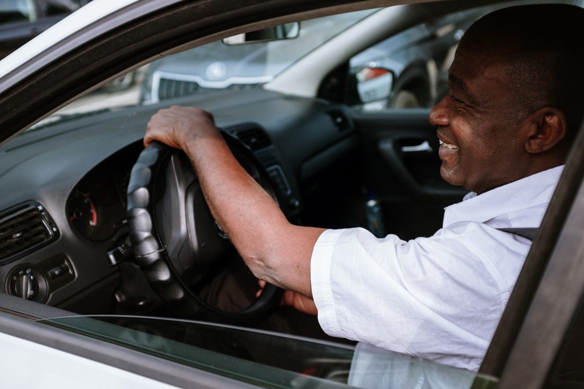 Man driving a car