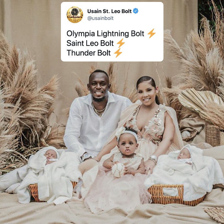 Usain bolt shares snaps of his cute twin boys Saint Leo and Thunder Bolt