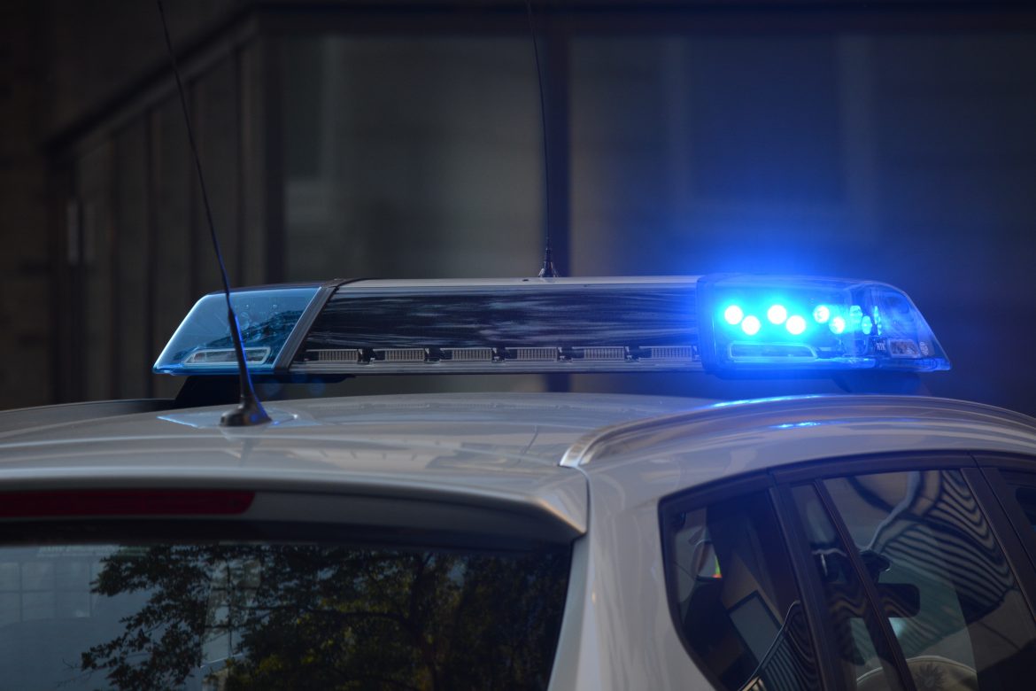 Police car with blue lights