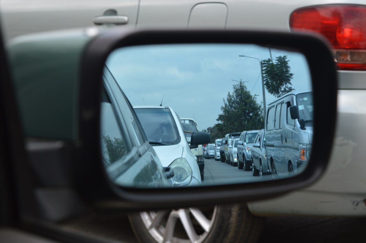 Cars and trucks struck in traffic