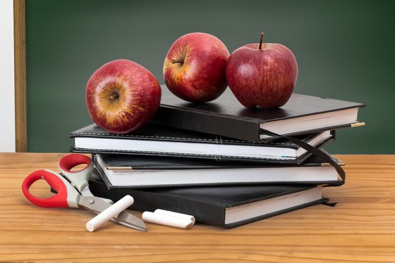 Classroom desk apple books