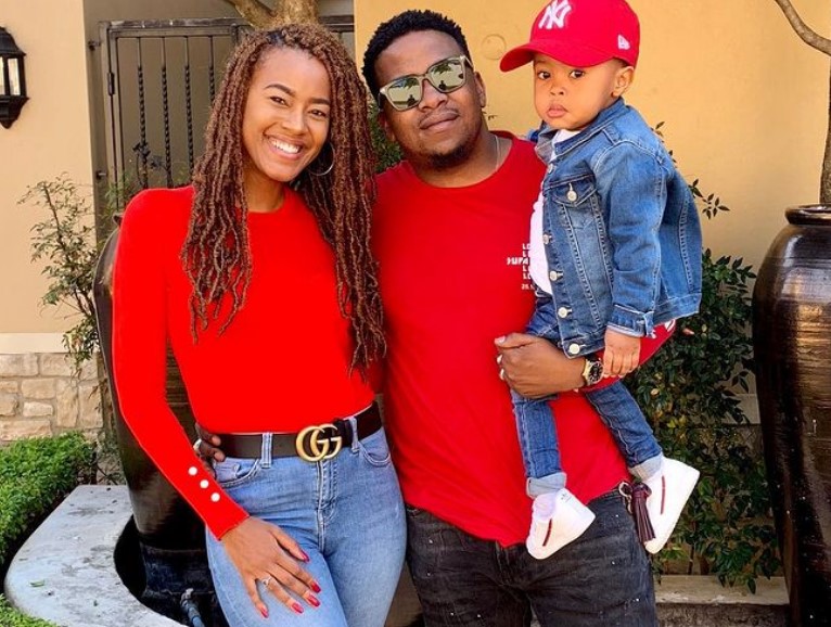 Tshepi Vundla and JR with their son