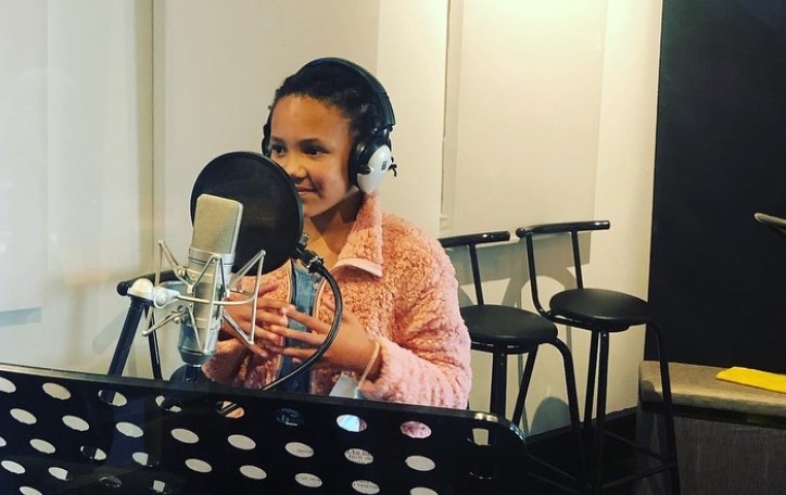Melanie and Zwai Bala's daughter Peyton in studio to record her US TV show jingle