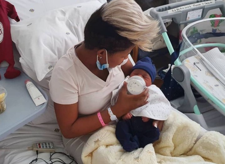 Zandie Khumalo in hospital after giving birth to her baby