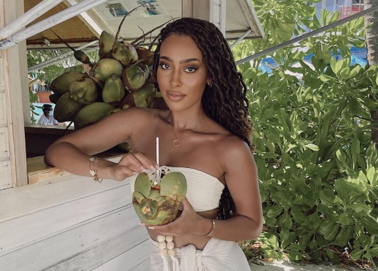 Sarah Langa poses in beachwear during her Maldives vacation.