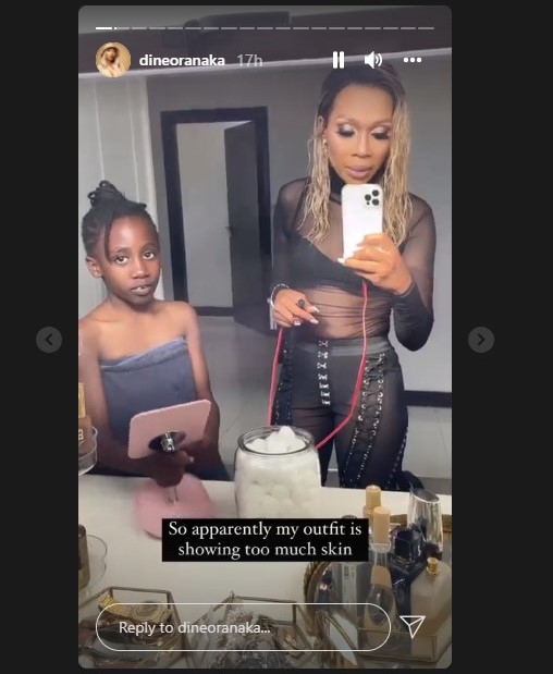 Dineo Ranaka's daughter roasts her for "showing too much skin"