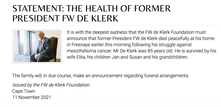 FW de Klerk 