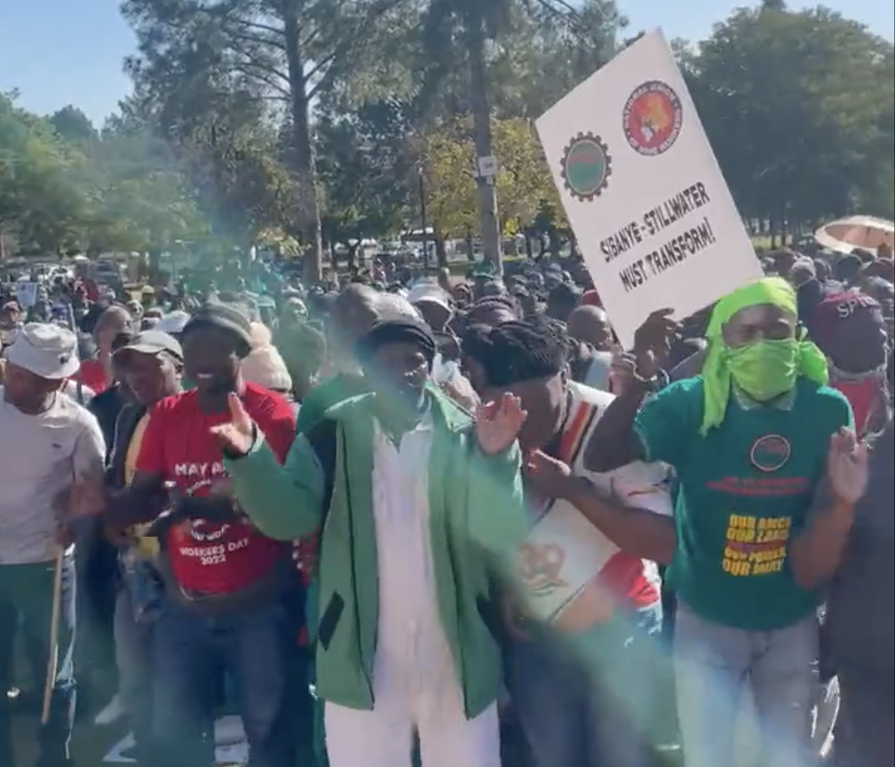 Sibanye Stillwater workers continue their occupation of the Union Buildings