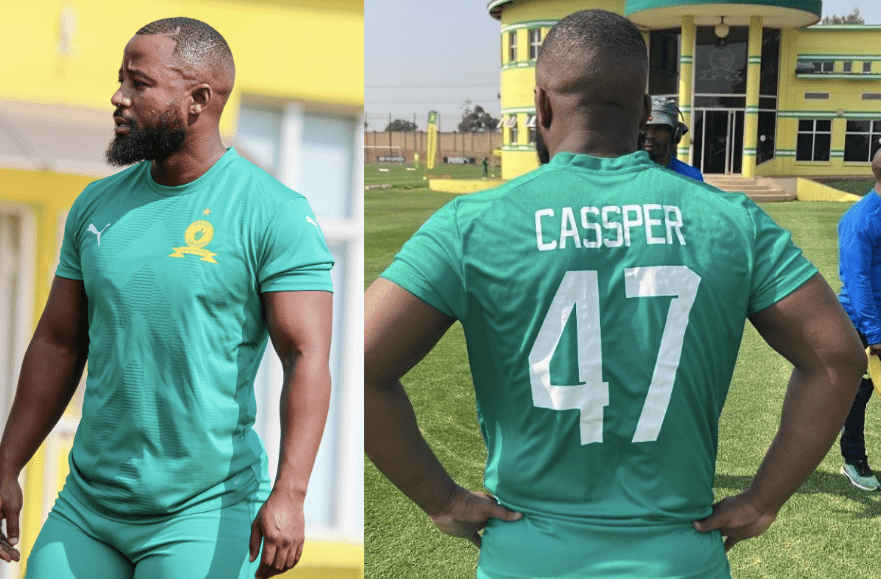 Cassper Nyovest in a training session with Sundowns ahead of his boxing  match
