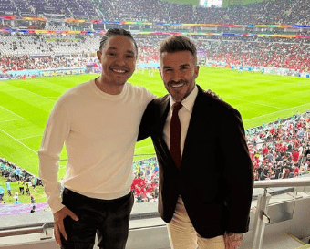 rubs shoulders with David Beckham