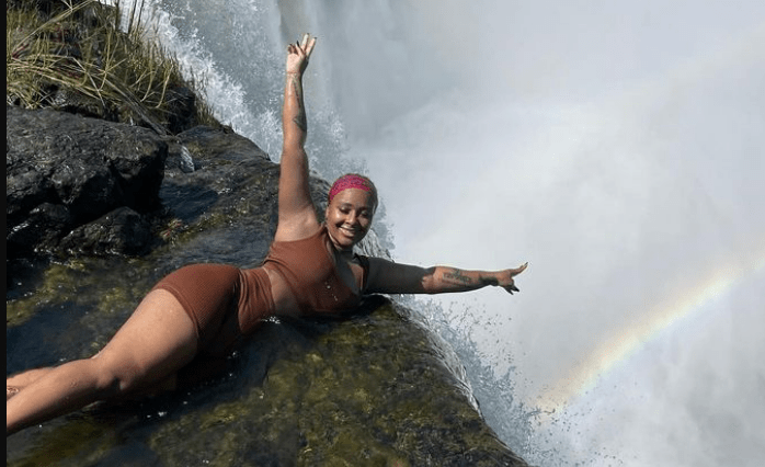 Boity celebrates turning 33 at the Victoria Falls