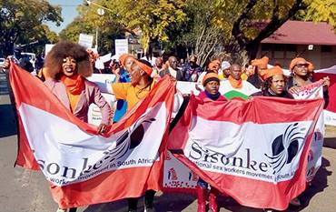 On Thursday, sex workers and activists marched to the justice department in Pretoria to demand that decriminalisation of sex work be fast-tracked. Photo: Chris Gilili