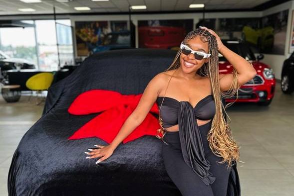 Mbalenhle Mavimbela shows off her new set of wheels