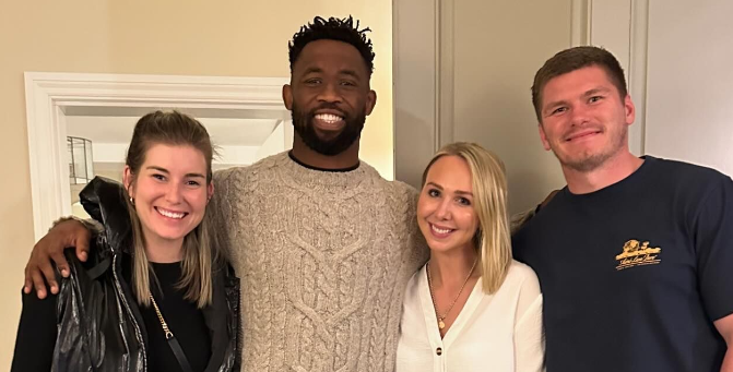 The Kolisi's meet up with England captain Owen Farrell