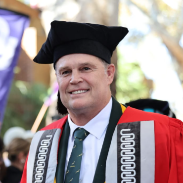 Rassie Erasmus receives honorary doctorate from the University of North West