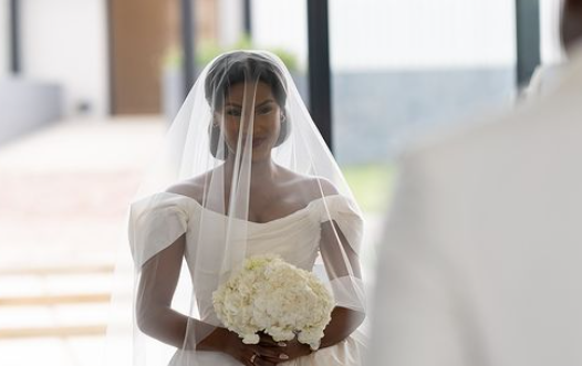 Miss SA's finalist Pearl ties the not in beautiful white wedding