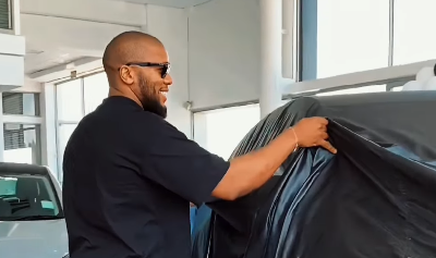 Thembinkosi Mthembu shows off his new luxury SUV