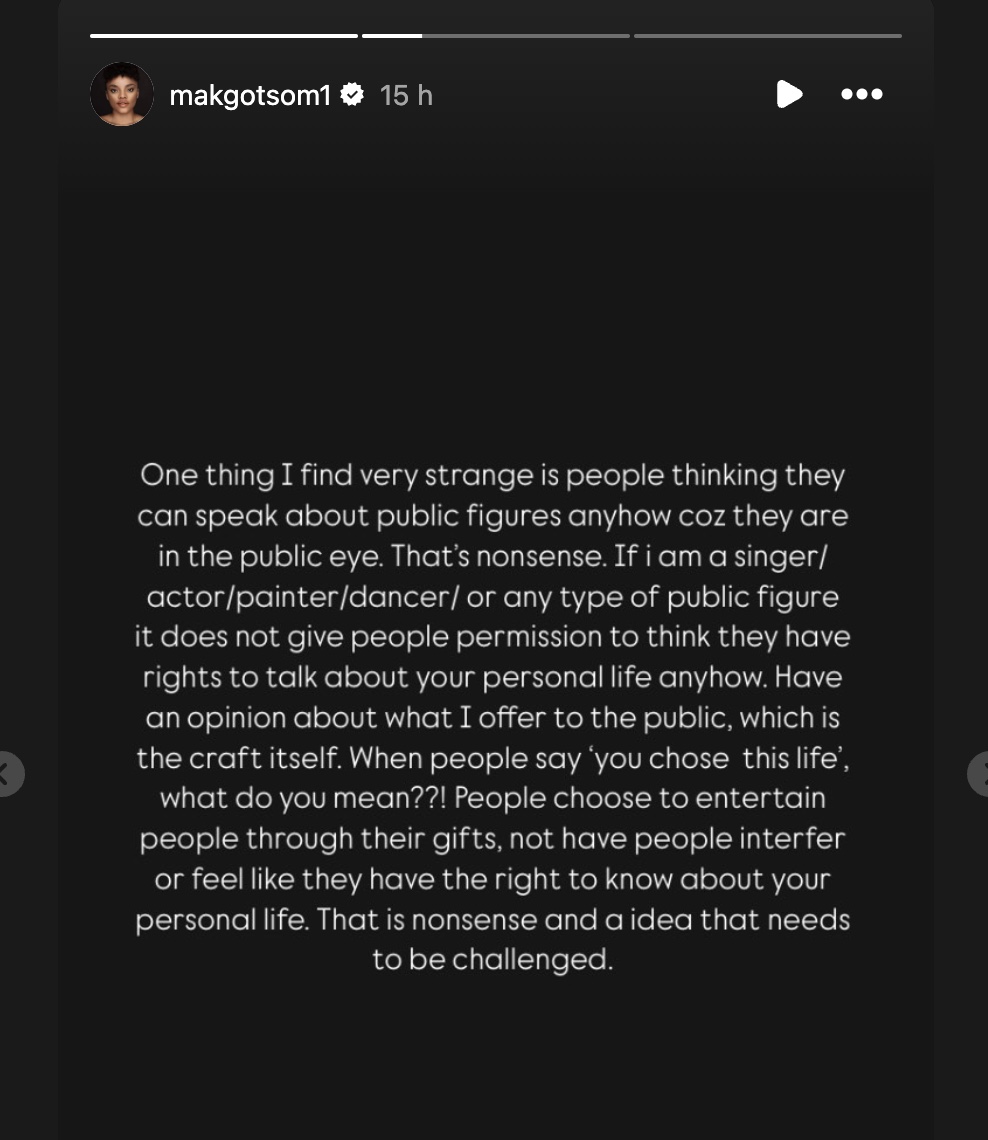 Actress Makgotso M slams ‘toxic’ celeb commentary