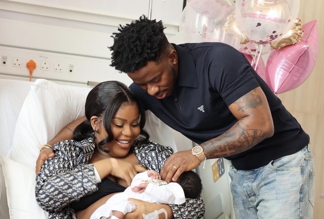 Beverly Tlhako and husband celebrate the arrival of baby Paris