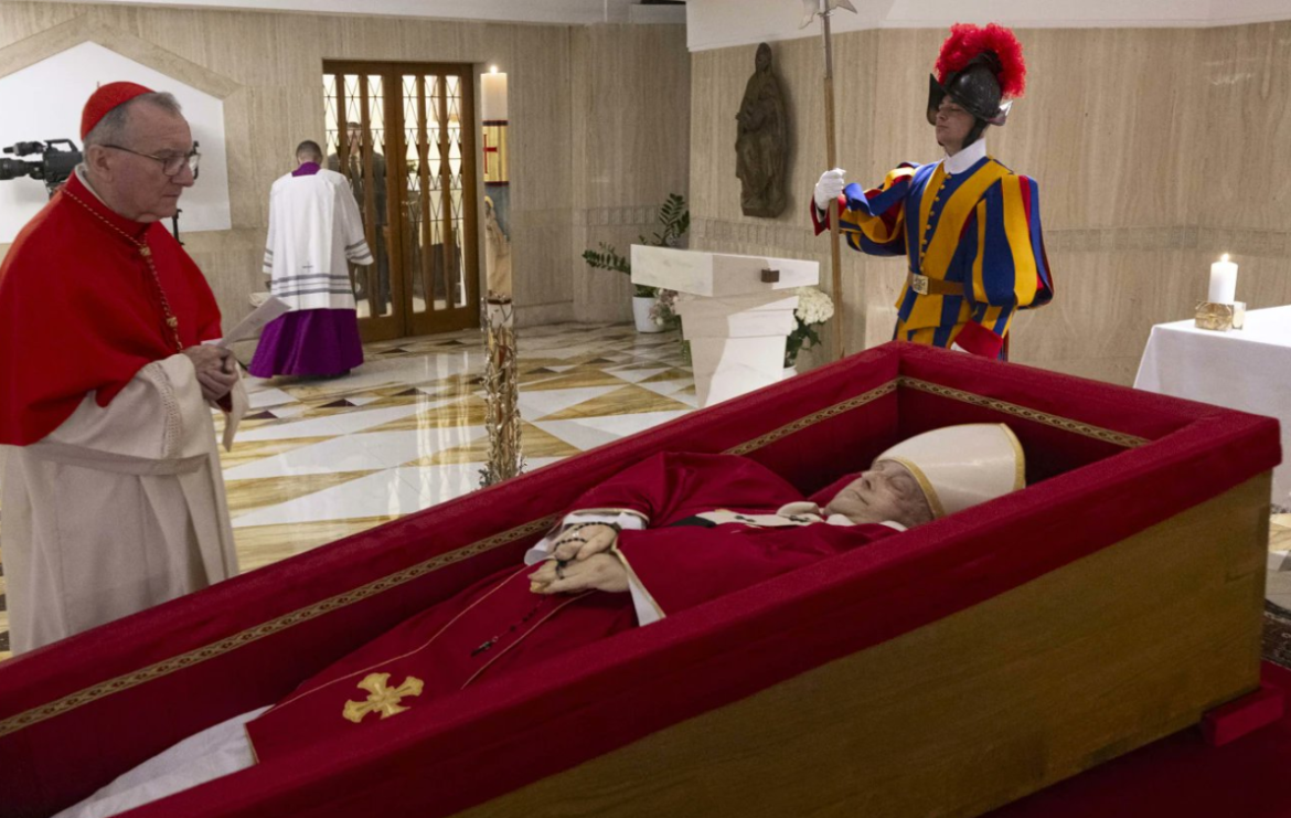 Vatican releases images of Pope Francis in open coffin