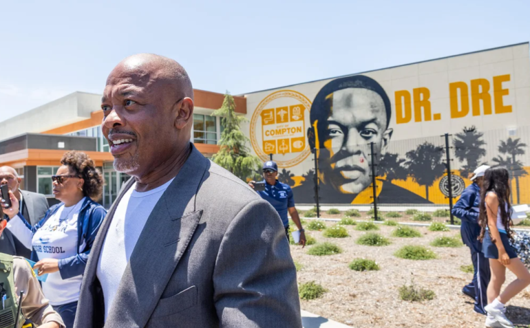 Dr. Dre celebrates grand opening of Compton High School with R170 million donation