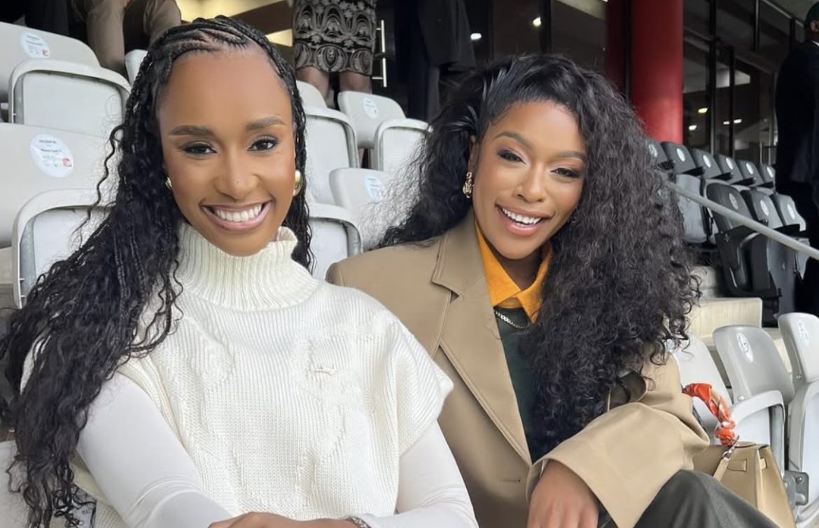 Nomzamo attends her first Springboks match alongside Zozibini Tunzi