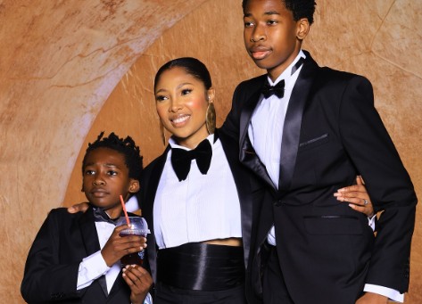 PICS: Enhle Mbali and her sons step out in style at Basadi in Music Awards
