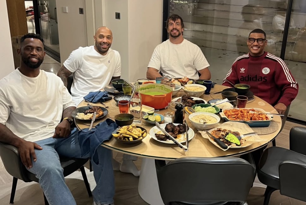Siya Kolisi and teammates dine with football legend Thierry Henry in London