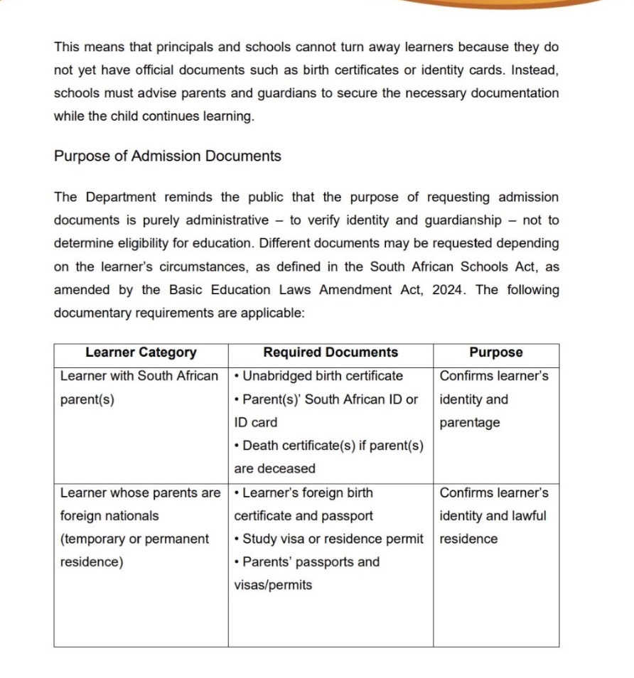 Department of Basic Education: Law demands schools admit undocumented learners