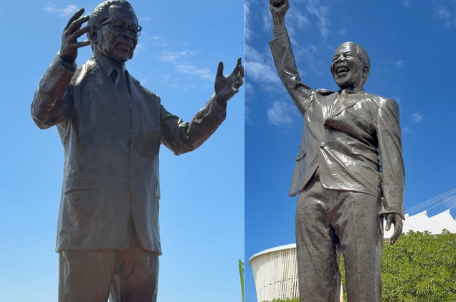Ramaphosa unveils R 22 million bronze statues of Mandela and Tambo in Durban