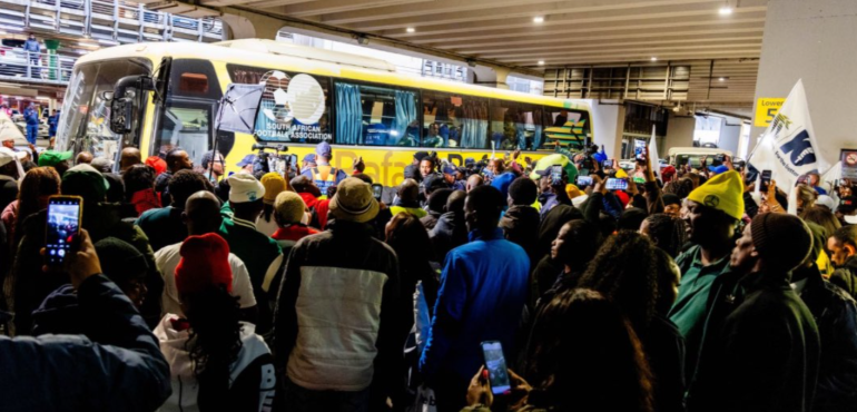 Bafana Bafana touch down to an electric welcome after historic World Cup run