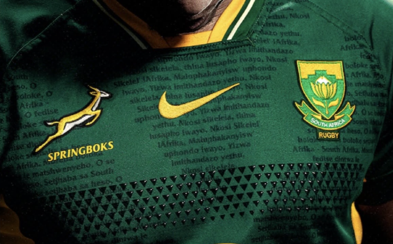 Springboks to wear national anthem on their chests in special commemorative kit